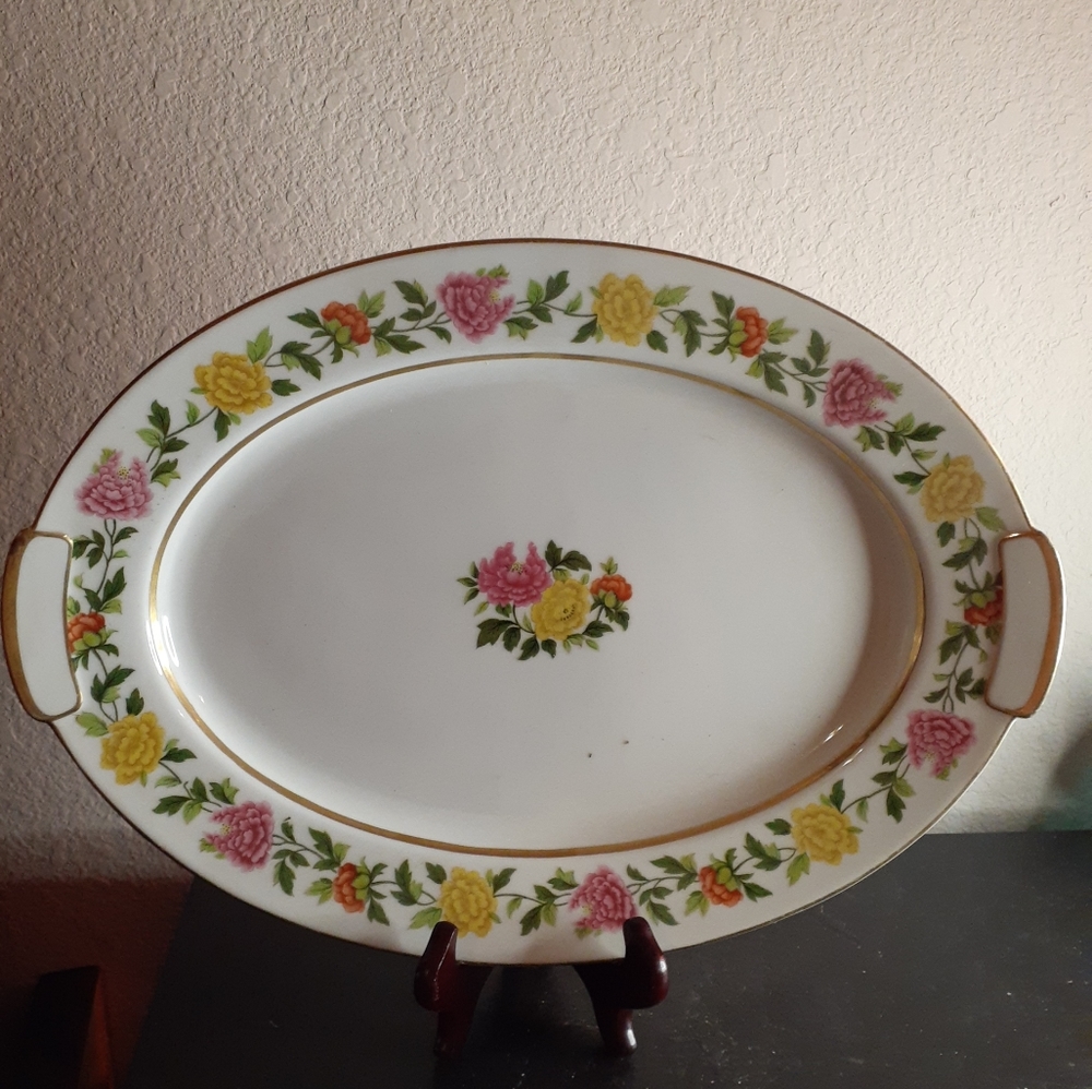 GORGEOUS VTG Mikado China 10"x15" Oval Platter Made in Occupied Japan.